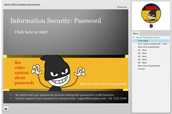 Quiz demo Password from Kelsa Media and 'Humour against hacking'